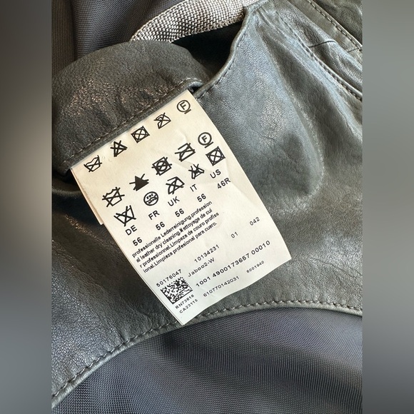 Hugo Boss Orange leather motorcycle jacket, men’s 46R, grey. Must see - Picture 5 of 6